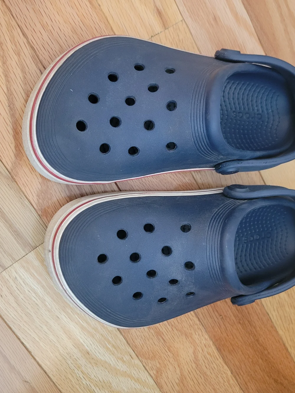 CROCS Kids Navy Off Court Clogs Navy with Red Stripe | 13